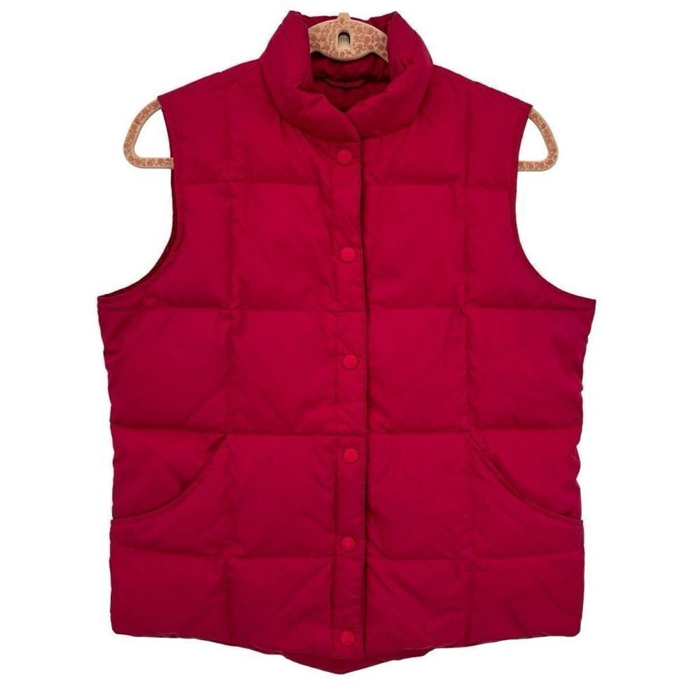 Lands End Goose Down Filled Full Zip Puffer‎ Vest Pink Medium 10-12